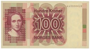 100 kroner 1977. AA0000028