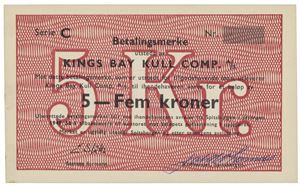 5 kroner 1949/50. Serie C. Blankett/remainder. Flekker på revers/stains on reverse. R
