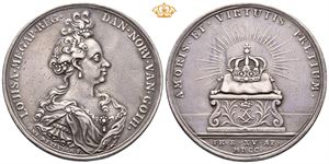 Frederik IV. Dronningens kroning 1700. Meybusch. Sølv. 48 mm. Små riper/minor scratches