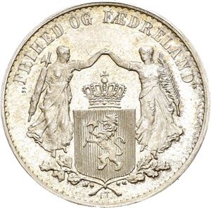 1892. Riksvåpen. Sølv uten hempe