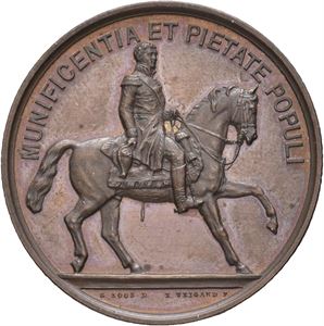 Avdukningen av Carl Johan monumentet 1875. Weigand. Bronse. 30 mm