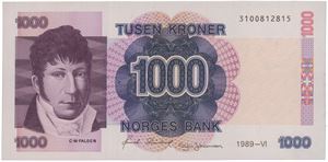 1000 kroner 1989. 3100812815.