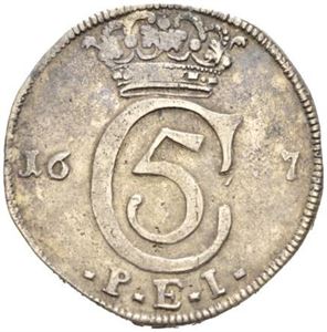 4 mark 1687. Ripe på advers/scratch on obverse. S.26. Ex. Bruun Rasmussen nr.864 10/5-2016 nr.602