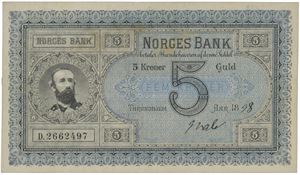 5 kroner 1898. D.2662497. Signert Quale.