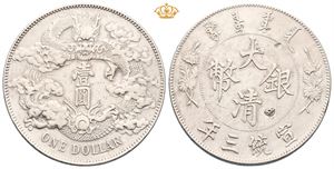 China. Hsuan T`ung, dollar år 3 (=1911). Chopmarks