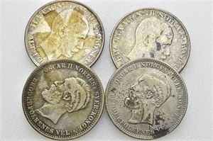 Lot 4 stk. 2 kroner 1900, 1902, 1910 og 1917