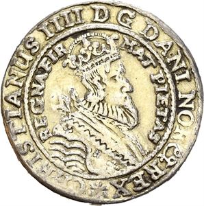 Christian IV 1588-1648. 1/4 speciedaler 1633. Har vært anhengt og forgylt/has been mounted and gilt. S.5