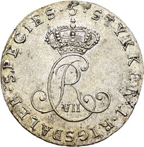 CHRISTIAN VII 1766-1808, KONGSBERG, 1/5 speciedaler 1799. Liten pregesprekk/minor striking crack. S.10