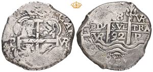 Carl II, 8 reales 1692. Guardein Pedro de Villa (cob)