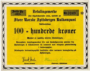 100 kroner 1970. Serie Pp Nr.3349