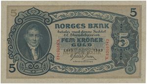 5 kroner 1943. V.8205742.