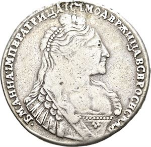 Anna, rubel 1737. Kadashevsky Mint. Har vært anhengt/has been mounted