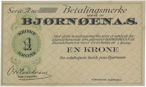 1 krone 1923/24. Blankett/remainder.