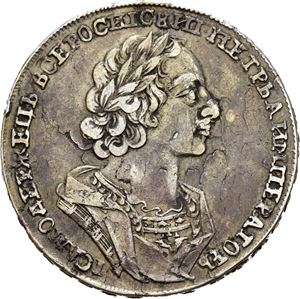 Peter I, rubel 1724. Små blankettfeil/minor planchet flaws