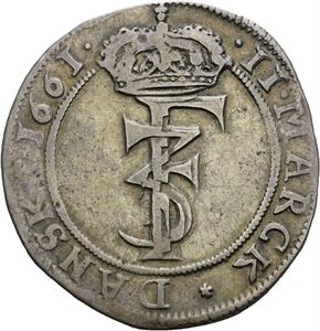 FREDERIK III 1648-1670. 2 mark 1661. S.32