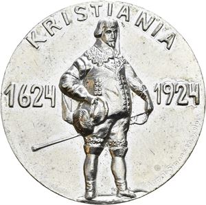Kristiania by 300 år 1924. Simonsen. Forsølvet bronse. 33 mm