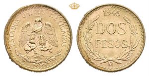 2 pesos 1945. Nypreg/restrike