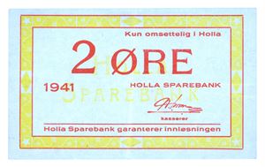 Holla Sparebank, Ulefoss, 2 øre 1941