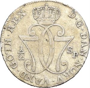 CHRISTIAN VII 1766-1808, KONGSBERG. 1/2 speciedaler 1777. Kantskader/edge nicks. S.6