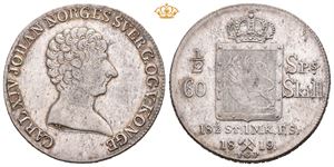 1/2 speciedaler 1819. Svakt preget/weakly struck