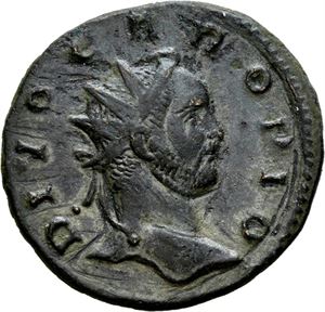 Divo Caro d.283 e.Kr., antoninian, Lugdunum 284-285 e.Kr. R: Ørn stående mot venstre