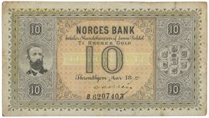 10 kroner 1895. B6207403. Signert Soelberg. Meget sjelden/very rare