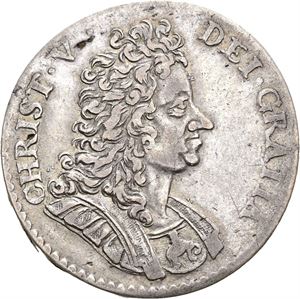 CHRISTIAN V 1670-1699, KONGSBERG 2 mark 1699. S.7