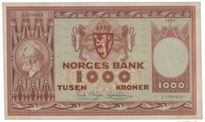 1000 kroner 1967. A.2790953.