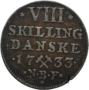 Norge, Christian VI, 8 skilling 1733