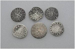 Lot 6 stk. 2 skilling 1667, 1670, 1675, 1679, 1680 og 1683