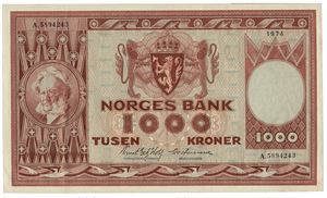 1000 kroner 1974. A5894243