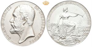Oscar II. Det 11. Alminnelige Norske Landbruksmøte i Trondheim 1902. Belønningsmedalje. Throndsen. Sølv