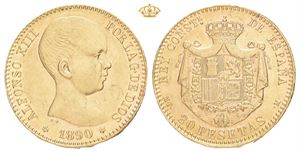 Alfonso XIII, 20 pesetas 1890. MP M