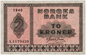2 kroner 1940. A1179439