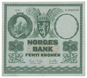 Norway. 50 kroner 1961. E2606450. Lite stiftehull/ minor pinhole