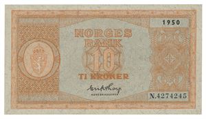 Norway. 10 kroner 1950. N4274245