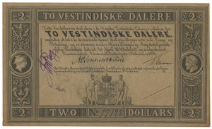 2 dollars 1898. No. 17128. Blankett med 3 underskrifter/remainder with 3 signatures