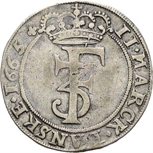 FREDERIK III 1648-1670. 2 mark 1665. S.44