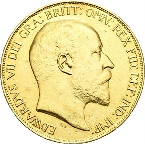 Edward VII, 5 pounds 1902. Renset/cleaned