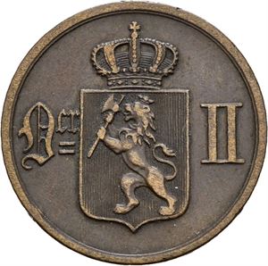 OSCAR II 1872-1905, KONGSBERG, 2 øre 1876