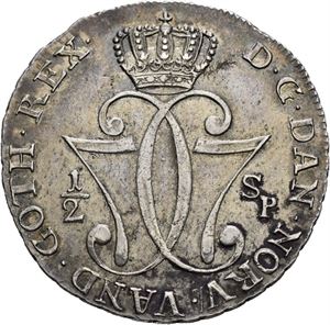 CHRISTIAN VII 1766-1808. 1/2 speciedaler 1776. S.6