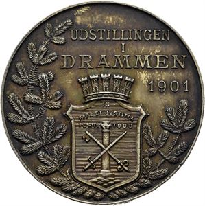 Norge. Oscar II. Drammensutstillingen 1901. Prismedalje. Lund/Rui.
