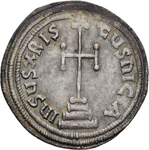 Leo III the "Isaurian" og Constantin V 720-741, milaresion. Kors på tre trinn/Innskrift i fem linjer