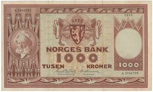 1000 kroner 1974. A.5856797