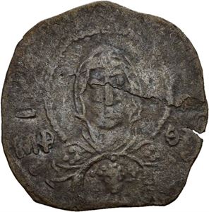 Michael VII Ducas 1071-1078, 2/3 milaresion. Byste av Jomfruen/Tekst i 5 linjer. Liten blankettsprekk/small crack in flan
