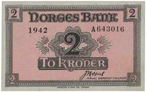 2 kroner 1942. A643016.