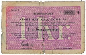 1 krone 1961/62. Serie L. Nr. 0095.
