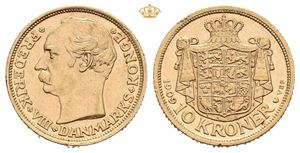 Frederik VIII, 10 kroner 1909. Lite kantmerke/small edge mark