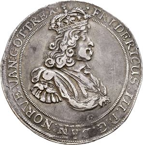 Frederik III 1648-1670. Speciedaler 1660. Har vært anhengt/has been mounted. S.19