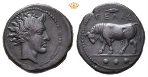 SICILY, Gela. Circa 420-405 BC. Æ tetras or tronkia (3,50 g)